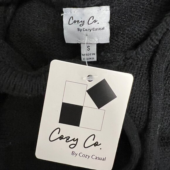 Cozy Co. Women’s Long Sleeve Hooded Midi Sweater Dress Black S New - Picture 8 of 9